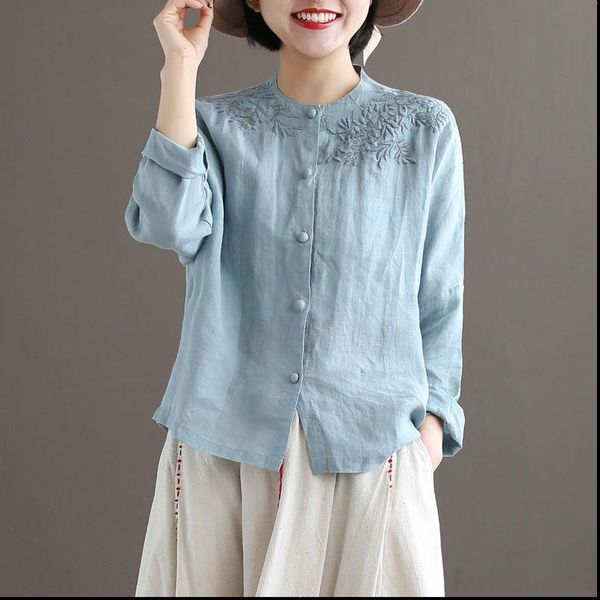 autumn arts style women long sleeve o neck loose shirts vintage embroidery cotton linen blouses femme blusas plus size d418, White
autumn arts style women long sleeve o neck loose shirts vintage embroidery cotton linen blouses femme blusas plus size d418, White