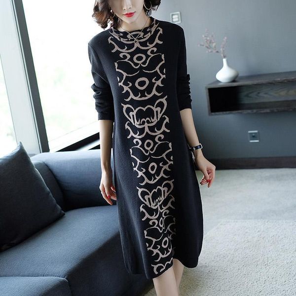 casual dresses the qiu dong fashionable temperament turtle neck long sleeve knit print dress girl, Black;gray
casual dresses the qiu dong fashionable temperament turtle neck long sleeve knit print dress girl, Black;gray