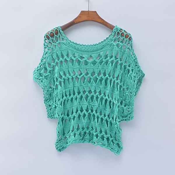 women's t-shirt 2021 women spring summer shirt solid hand knitted crochet green female cover hollow out pullover tee shir, White
women's t-shirt 2021 women spring summer shirt solid hand knitted crochet green female cover hollow out pullover tee shir, White