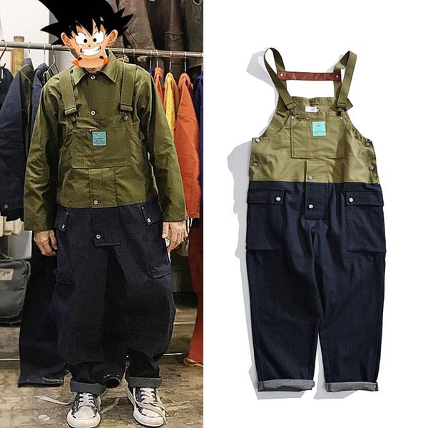men's jeans men loose casual color matching overalls male japan high street hip hop trendy braces daddy bib pants workwear jumpsuit, Blue
men's jeans men loose casual color matching overalls male japan high street hip hop trendy braces daddy bib pants workwear jumpsuit, Blue