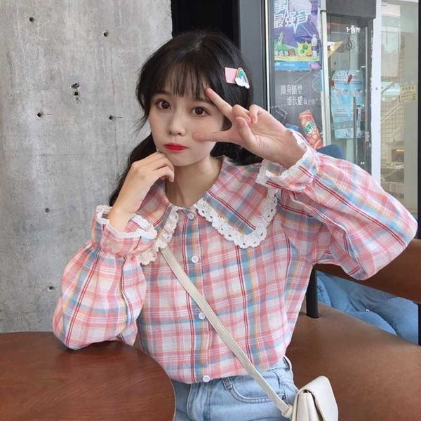 japanese spring sweet lace peter pan collar vintage plaid cute petal full sleeve harajuku shirt women blouse 210601, White
japanese spring sweet lace peter pan collar vintage plaid cute petal full sleeve harajuku shirt women blouse 210601, White