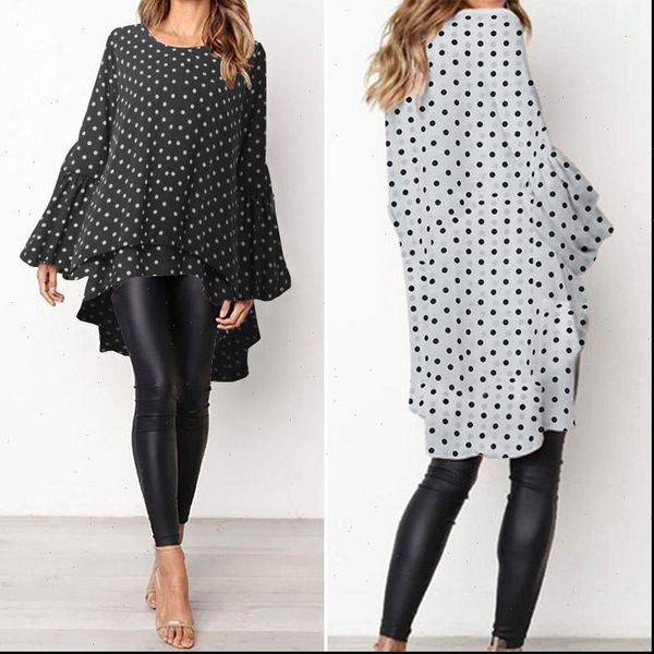 women blouses stylish tunic polka dot pinted blouse zanzea casual high low irregular spring long sleeve ruffles hem blusas, White
women blouses stylish tunic polka dot pinted blouse zanzea casual high low irregular spring long sleeve ruffles hem blusas, White