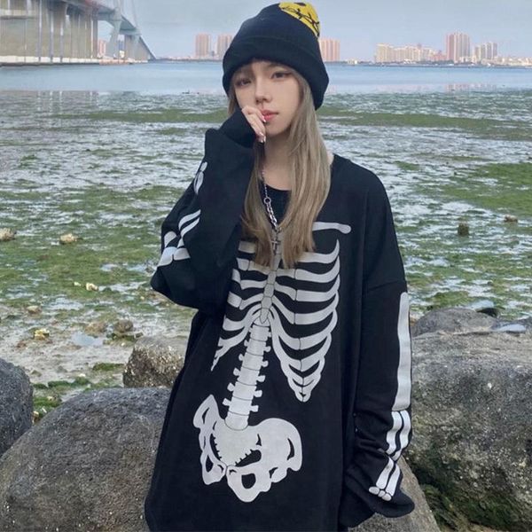 women's hoodies & sweatshirts streetwear ladies skeleton print pullover hoodie oversized harajuku style winter sweatshirt korean 2021, Black
women's hoodies & sweatshirts streetwear ladies skeleton print pullover hoodie oversized harajuku style winter sweatshirt korean 2021, Black