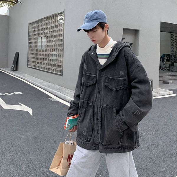 2021 hooded men's fashion retro casual multi-pocket denim jackets mens streetwear hip-hop bomber jacket men b7ab, Black;brown
2021 hooded men's fashion retro casual multi-pocket denim jackets mens streetwear hip-hop bomber jacket men b7ab, Black;brown