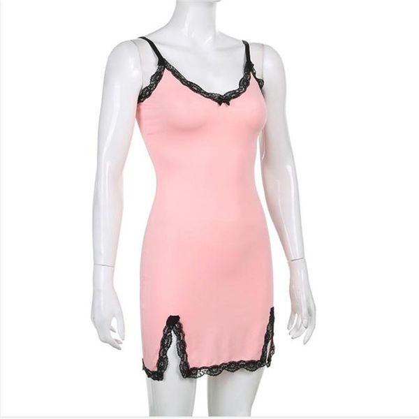 casual dresses solid color lace trim women sleeveless backless bodycon short pencil dress female v-neck side split mini party clubwear, Black;gray
casual dresses solid color lace trim women sleeveless backless bodycon short pencil dress female v-neck side split mini party clubwear, Black;gray