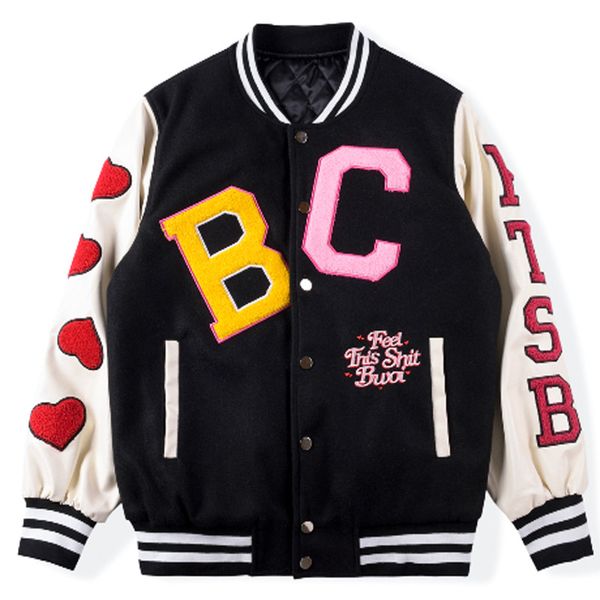 2021 new hip-hop shoulder red heart kanye lover lettermen baseball jacket men women heavy fabric embroidery mauni splic chic jackets coat s9, Black;brown
2021 new hip-hop shoulder red heart kanye lover lettermen baseball jacket men women heavy fabric embroidery mauni splic chic jackets coat s9, Black;brown