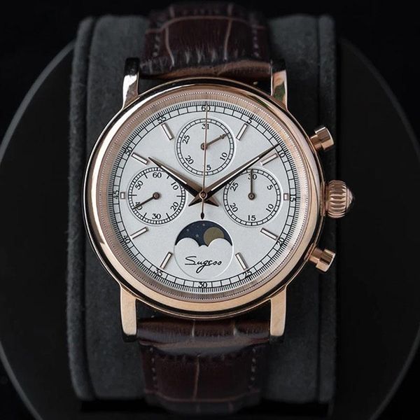 sugess chronograph mechanical watch men luminous hands seagull st1908 movement wristwatches sapphire moon phase date indicator, Slivery;brown
sugess chronograph mechanical watch men luminous hands seagull st1908 movement wristwatches sapphire moon phase date indicator, Slivery;brown