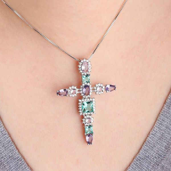 pendant necklaces multicolor cross pendants necklace cubic zirconia stone for women fashion clear crystal glass party trendy jewelry, Silver
pendant necklaces multicolor cross pendants necklace cubic zirconia stone for women fashion clear crystal glass party trendy jewelry, Silver