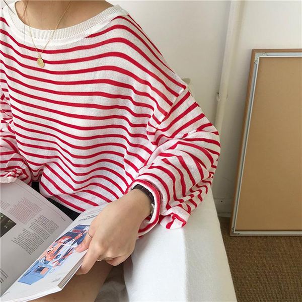 women's t-shirt women long sleeve sweet soft breathable thin leisure all-match womens o-neck striped trendy sunscreen tees clothing, White
women's t-shirt women long sleeve sweet soft breathable thin leisure all-match womens o-neck striped trendy sunscreen tees clothing, White