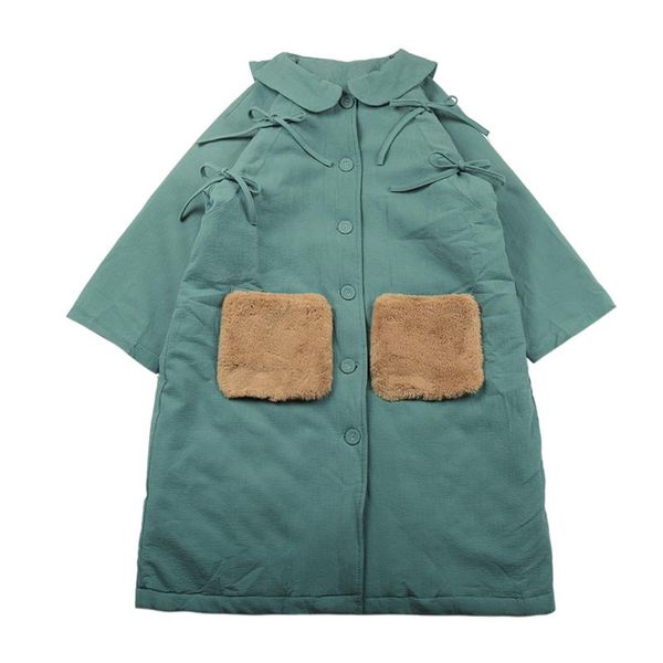 women's down & parkas casual loose women winter coats ladies long coat bow tie up fur patchwork pockets sweet female outwear preppy, Black
women's down & parkas casual loose women winter coats ladies long coat bow tie up fur patchwork pockets sweet female outwear preppy, Black