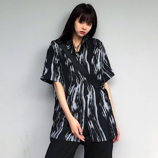 women's knits & tees short-sleeved shirt summer ins trendy high street bf retro hip hop spray paint printed loose collar top, White
women's knits & tees short-sleeved shirt summer ins trendy high street bf retro hip hop spray paint printed loose collar top, White