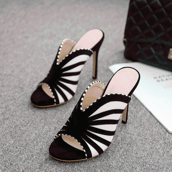 slippers 2022 luxury design slides women high heels mules fetish summer sandals stiletto prom platform stripper shoes, Black