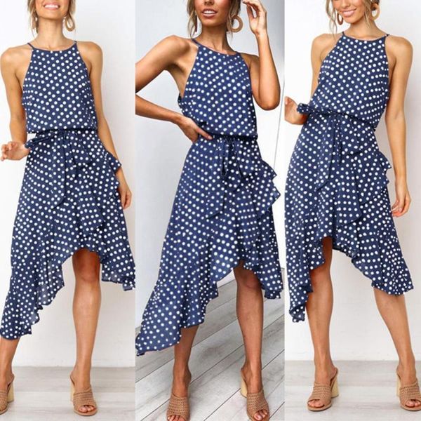 casual dresses s women polka dot print irregular hem waist belt sleeveless halter midi dress, Black;gray
casual dresses s women polka dot print irregular hem waist belt sleeveless halter midi dress, Black;gray
