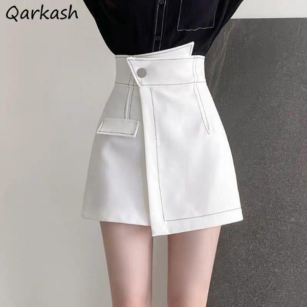 women's shorts women high waist asymmetrical all-match leisure solid college arrival design korean style office ladies chic ulzzang, White;black