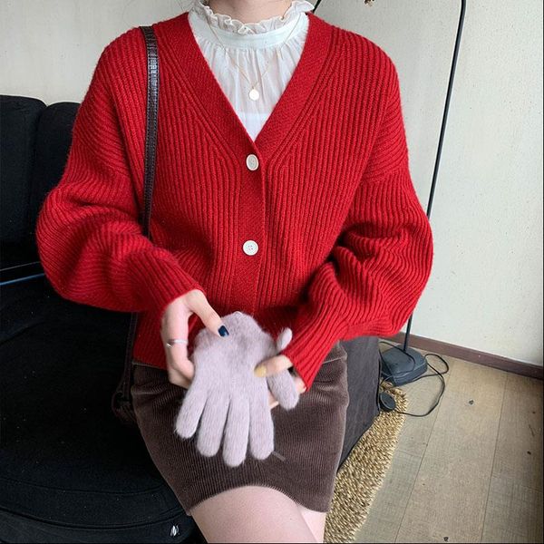 women spring autumn solid color lantern sleeve knit cardigans sweater coat female red sweater cardigans womens coat x1232, White;black
women spring autumn solid color lantern sleeve knit cardigans sweater coat female red sweater cardigans womens coat x1232, White;black