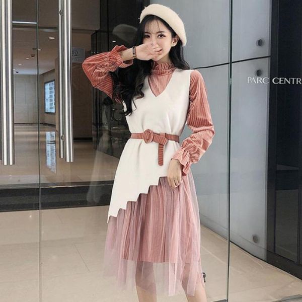 two piece dress fashion streetwear velvet dresses 2 pcs sets 2021 spring autumn woman medium long with belt skirt+faux leahter vest outfit, White
two piece dress fashion streetwear velvet dresses 2 pcs sets 2021 spring autumn woman medium long with belt skirt+faux leahter vest outfit, White