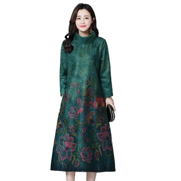 casual dresses 2021 women autumn winter warm fleeces print dress vintage turtleneck long sleeve ladies loose wool vestidos, Black;gray
casual dresses 2021 women autumn winter warm fleeces print dress vintage turtleneck long sleeve ladies loose wool vestidos, Black;gray