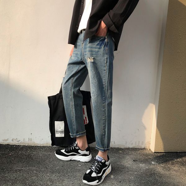 2021 summer men's new products stretch slim fit classic ny jeans hole fashion trend trousers blue color casual pants s-2xl jj1c
2021 summer men's new products stretch slim fit classic ny jeans hole fashion trend trousers blue color casual pants s-2xl jj1c