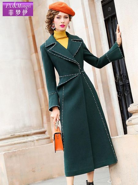 women's wool & blends femoney coat middle long fall winter 2021 retro simple slim fitting nail bead knee length, Black
women's wool & blends femoney coat middle long fall winter 2021 retro simple slim fitting nail bead knee length, Black