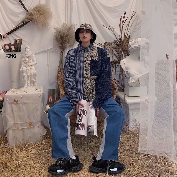 2021 estilo coreano camisas femininas outono inverno moda hip hop boto at manga longa streetwear splice xadrez camisa rq02, White
2021 estilo coreano camisas femininas outono inverno moda hip hop boto at manga longa streetwear splice xadrez camisa rq02, White
