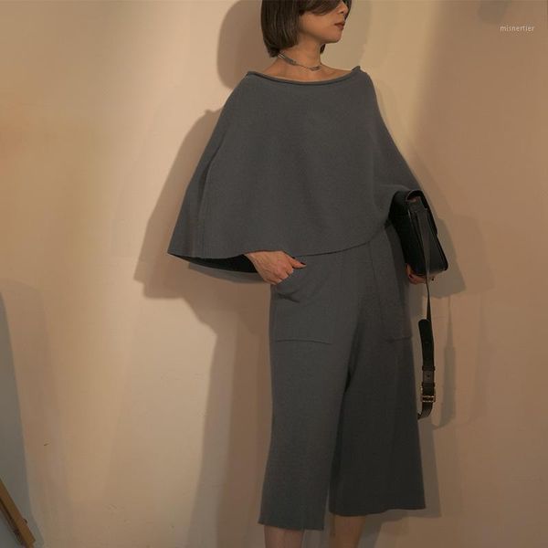 fall 2021 cape temperament women's sweater wide leg pants set for women two piece, White
fall 2021 cape temperament women's sweater wide leg pants set for women two piece, White