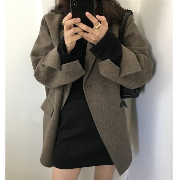 south korea east gate autumn winter 2021 aging thickening hepburn loose medium length woolen coat women's tracksuits, Gray
south korea east gate autumn winter 2021 aging thickening hepburn loose medium length woolen coat women's tracksuits, Gray