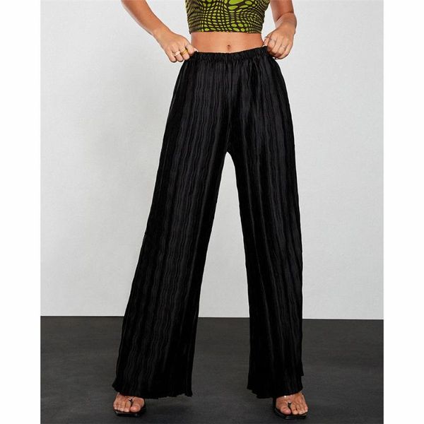 women's pants & capris 2022 early spring black trousers pleated loose wide-leg elastic waist mopping, Black;white 
women's pants & capris 2022 early spring black trousers pleated loose wide-leg elastic waist mopping, Black;white