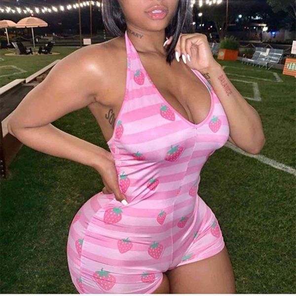 summer playsuit pajamas sleeveless women rompers halter pink strawberry printing bodycon casual short jumpsuit, Black;white
summer playsuit pajamas sleeveless women rompers halter pink strawberry printing bodycon casual short jumpsuit, Black;white