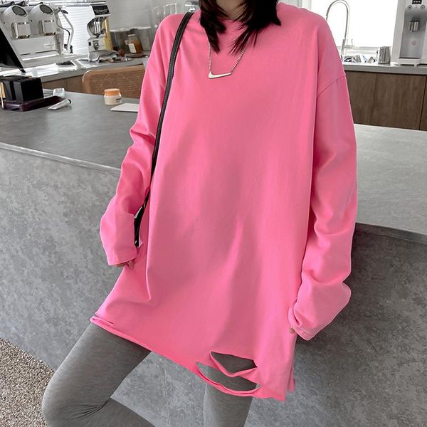 women's t-shirt real s spot cotton bottomed loose long sleeve, White