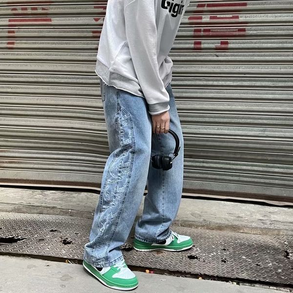 men's jeans high street jeans fashion brand male straight tube released cashew flower hip hop casual pants streetwear pantalon hom, Blue
men's jeans high street jeans fashion brand male straight tube released cashew flower hip hop casual pants streetwear pantalon hom, Blue