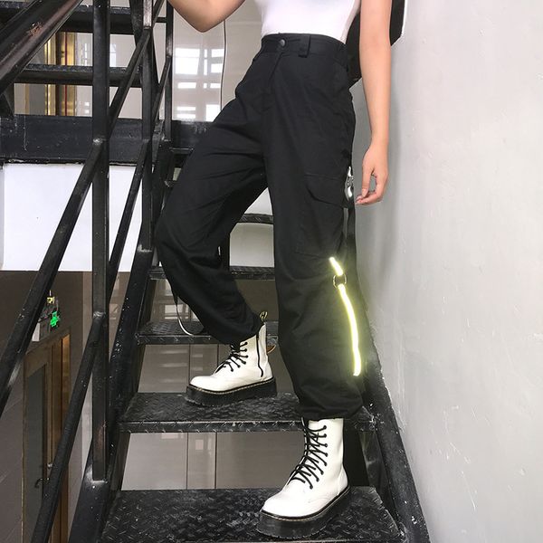 2021 new women large size striped reflective hip-hop casual tooling sports trousers streetwear fashion beam pants femme ef93, Black;white
2021 new women large size striped reflective hip-hop casual tooling sports trousers streetwear fashion beam pants femme ef93, Black;white