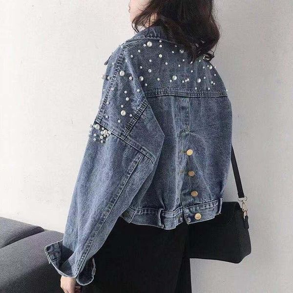 women's jackets women beaded jean short denim jacket female split oversize casual coat bat sleeve loose long spring autumn 2021, Black;brown
women's jackets women beaded jean short denim jacket female split oversize casual coat bat sleeve loose long spring autumn 2021, Black;brown