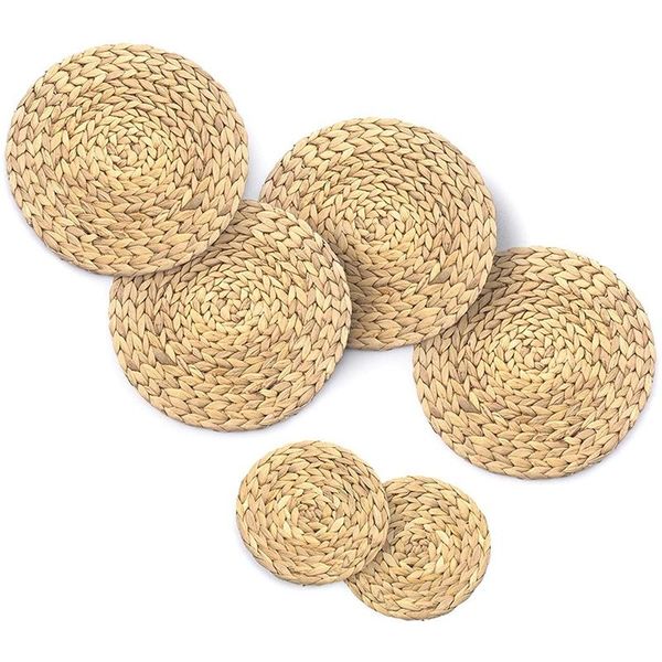 mats & pads 6 pack natural woven round placemat serving mat set water hyacinth braided placemats for dining table-abux
mats & pads 6 pack natural woven round placemat serving mat set water hyacinth braided placemats for dining table-abux
