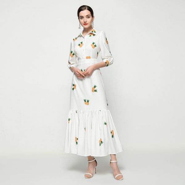 long dress spring summer new women's pineapple print fashion party elegant chic shirt dresses bfy7, Black;gray
long dress spring summer new women's pineapple print fashion party elegant chic shirt dresses bfy7, Black;gray