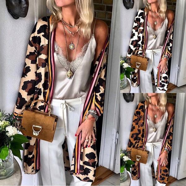 women's blouses & shirts women v neck long sleeve leopard print cardigan coat casual blouse blusas mujer de moda 2021 crop vintage, White
women's blouses & shirts women v neck long sleeve leopard print cardigan coat casual blouse blusas mujer de moda 2021 crop vintage, White
