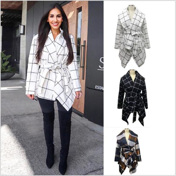 women's wool & blends 2021 autumn winter women jacket belt coat long-sleeve plaid print thick woolen warm turn down collar long overcoa, Black
women's wool & blends 2021 autumn winter women jacket belt coat long-sleeve plaid print thick woolen warm turn down collar long overcoa, Black