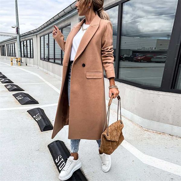 elegant turn-down collar women outwear fashion double breasted autumn winter long cardigan ol style solid warm woolen coat 211020, Black
elegant turn-down collar women outwear fashion double breasted autumn winter long cardigan ol style solid warm woolen coat 211020, Black