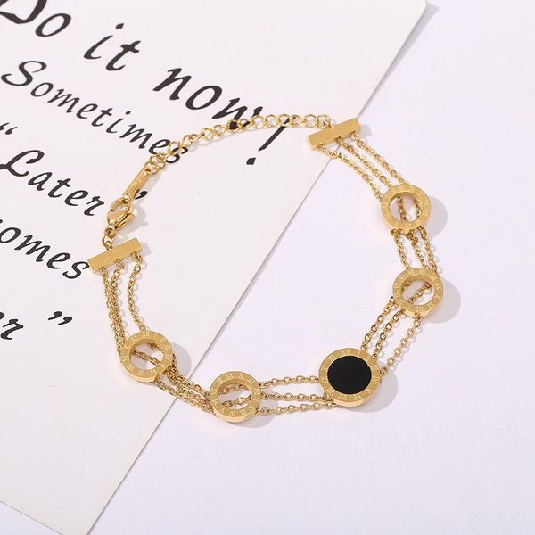 bangle roman black shell titanium steel bracelet gold triple row hand ornaments women's fashion accessories
bangle roman black shell titanium steel bracelet gold triple row hand ornaments women's fashion accessories
