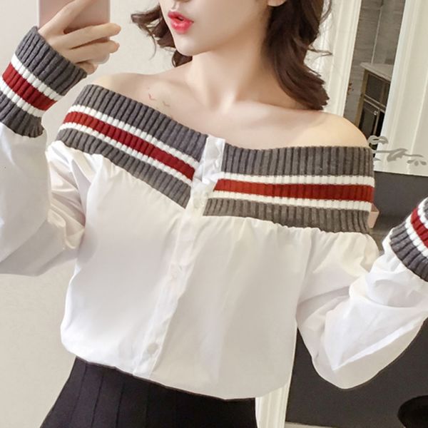 new 2021 spring striped shirt all fashionable long sleeve shirts with one direction of neck for women h v18x, White
new 2021 spring striped shirt all fashionable long sleeve shirts with one direction of neck for women h v18x, White