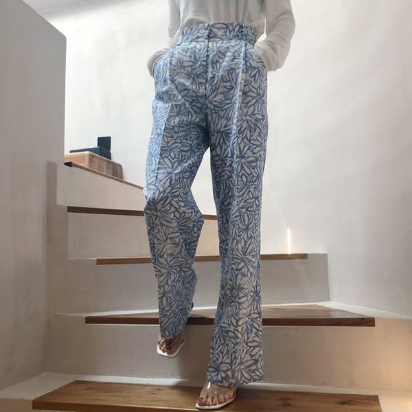 elegant print full length pants high waist hit color casual wide leg pant female fashion 2021 summer clothes tide, Black;white
elegant print full length pants high waist hit color casual wide leg pant female fashion 2021 summer clothes tide, Black;white