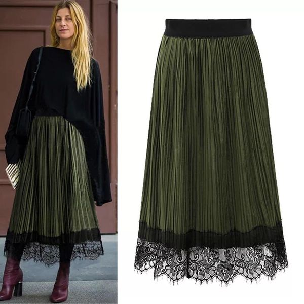 skirts 2021 high waist green pleated skirt with lace trim vintage style for women fashion gray color velvet girls midi calf, Black
skirts 2021 high waist green pleated skirt with lace trim vintage style for women fashion gray color velvet girls midi calf, Black