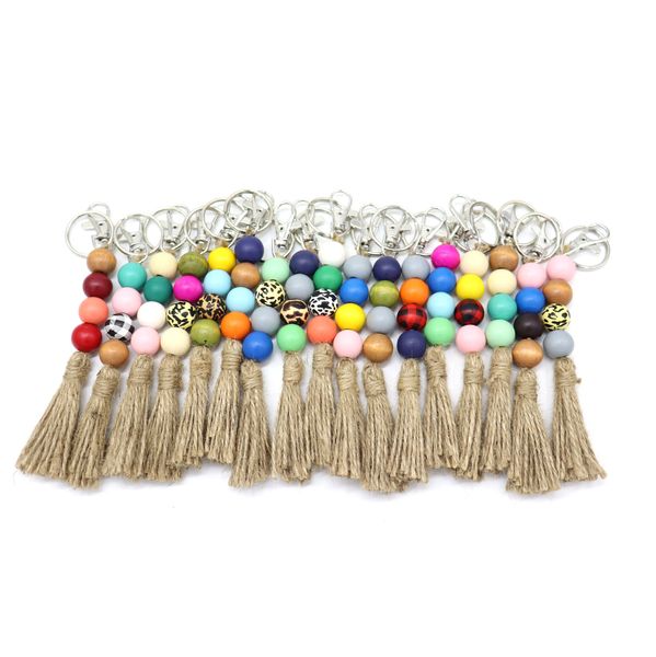 cross-border foreign trade beaded wooden bead keychain personalized tassel pendant key ring multi-color optional, Silver
cross-border foreign trade beaded wooden bead keychain personalized tassel pendant key ring multi-color optional, Silver