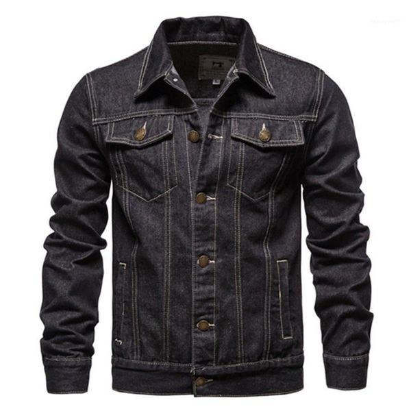 men's trench coats 2021 denim jacket men casual solid color lapel single breasted cotton jeans autumn slim fit quality mens jackets, Tan;black
men's trench coats 2021 denim jacket men casual solid color lapel single breasted cotton jeans autumn slim fit quality mens jackets, Tan;black