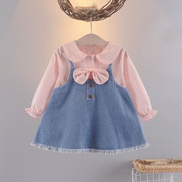 girl's dresses fashion autumn girls kids princess dress children baby infants jeans overall vestidos+bow long sleeve shirt s12738, Red;yellow
girl's dresses fashion autumn girls kids princess dress children baby infants jeans overall vestidos+bow long sleeve shirt s12738, Red;yellow
