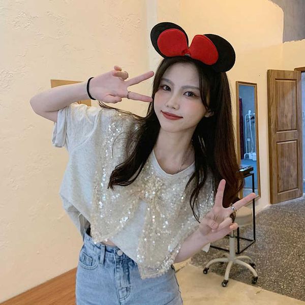 women's t-shirt design sense sequins heavy industry french style bow loose manga short women's shirt wear k7y5, White
women's t-shirt design sense sequins heavy industry french style bow loose manga short women's shirt wear k7y5, White