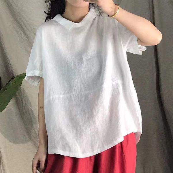 women's blouses & shirts women summer solid color linen lapel baby shirt female back multi-button literary casual pullover 2021, White
women's blouses & shirts women summer solid color linen lapel baby shirt female back multi-button literary casual pullover 2021, White