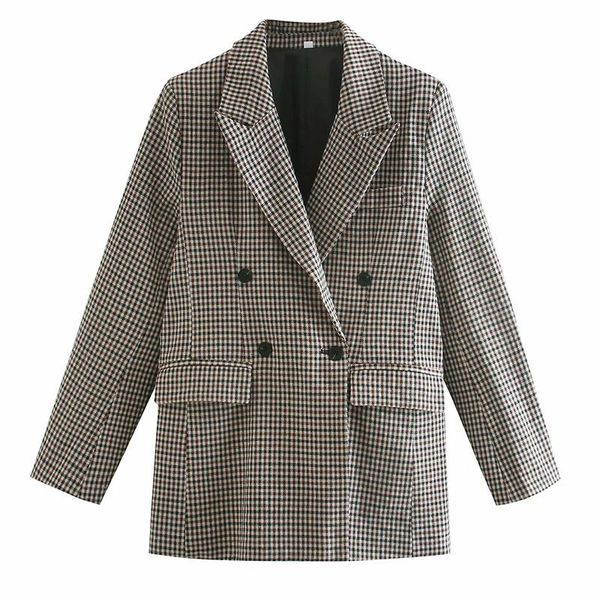 women's suits & blazers autumn women retro british style temperament casual commuter double-breasted female plaid suit, White;black
women's suits & blazers autumn women retro british style temperament casual commuter double-breasted female plaid suit, White;black