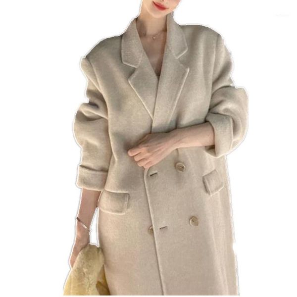 women's wool & blends arrival winter casual oatmeal long woolen overcoat women loose double breasted outwear, Black
women's wool & blends arrival winter casual oatmeal long woolen overcoat women loose double breasted outwear, Black