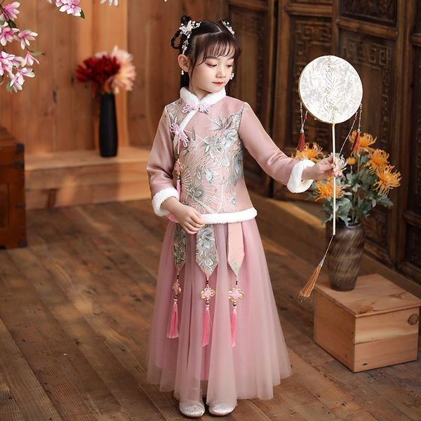 new embroider girl's hanfu autumn winter cheongsam chinese tradition wedding flower dress cute kids new year dress clothes, Red
new embroider girl's hanfu autumn winter cheongsam chinese tradition wedding flower dress cute kids new year dress clothes, Red