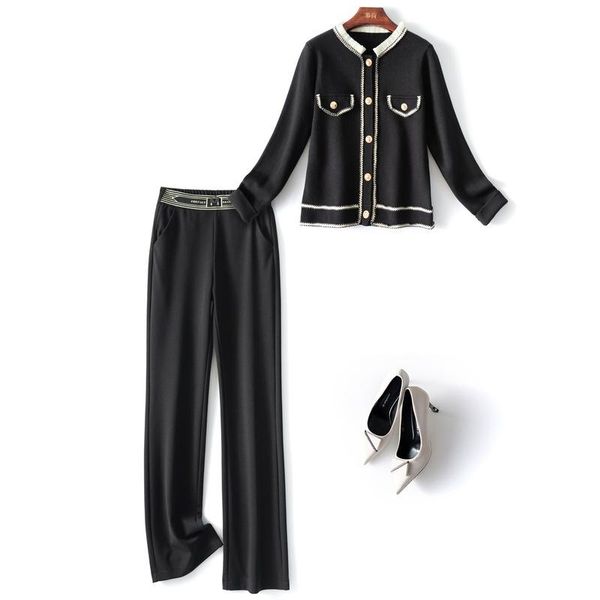 women's two piece pants autumn winter 2021 women pant sets brand designer ruffles knitted sweater cardigans + black trousers suits eleg, White
women's two piece pants autumn winter 2021 women pant sets brand designer ruffles knitted sweater cardigans + black trousers suits eleg, White